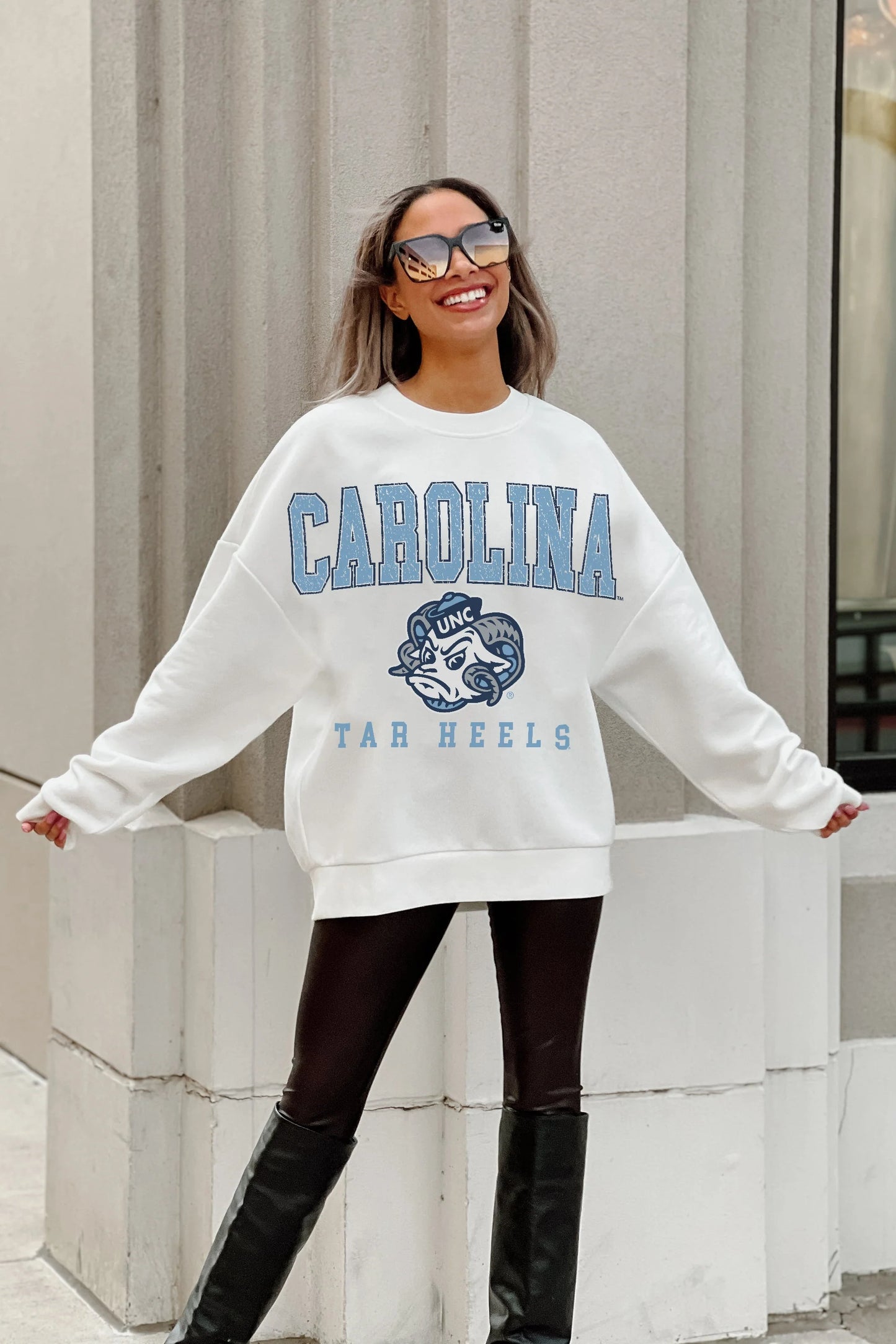 Gameday Couture North Carolina Tar Heels Oversized Crewneck Sweatshirt - BHI