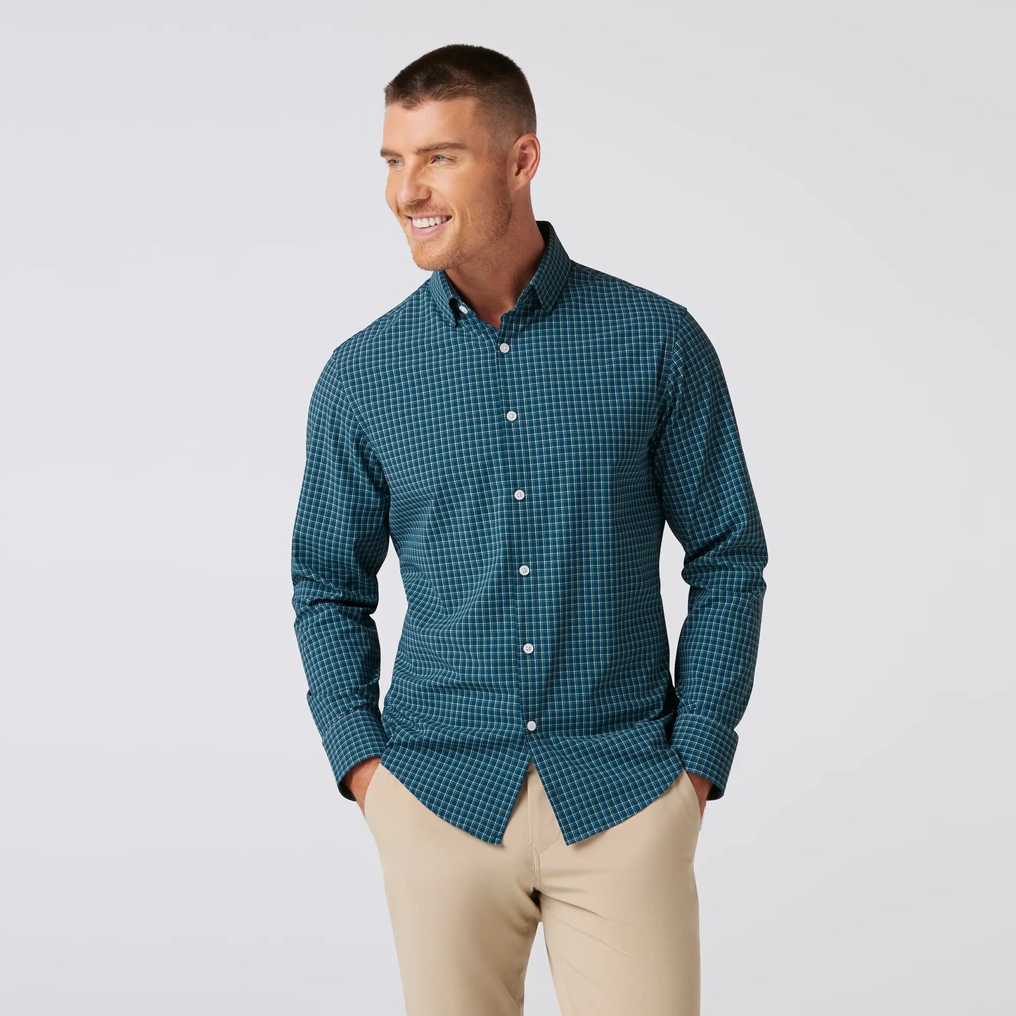 Mizzen + Main -Sea Ludlow Plaid Long Sleeve Dress Shirt - No Tuck - BHI