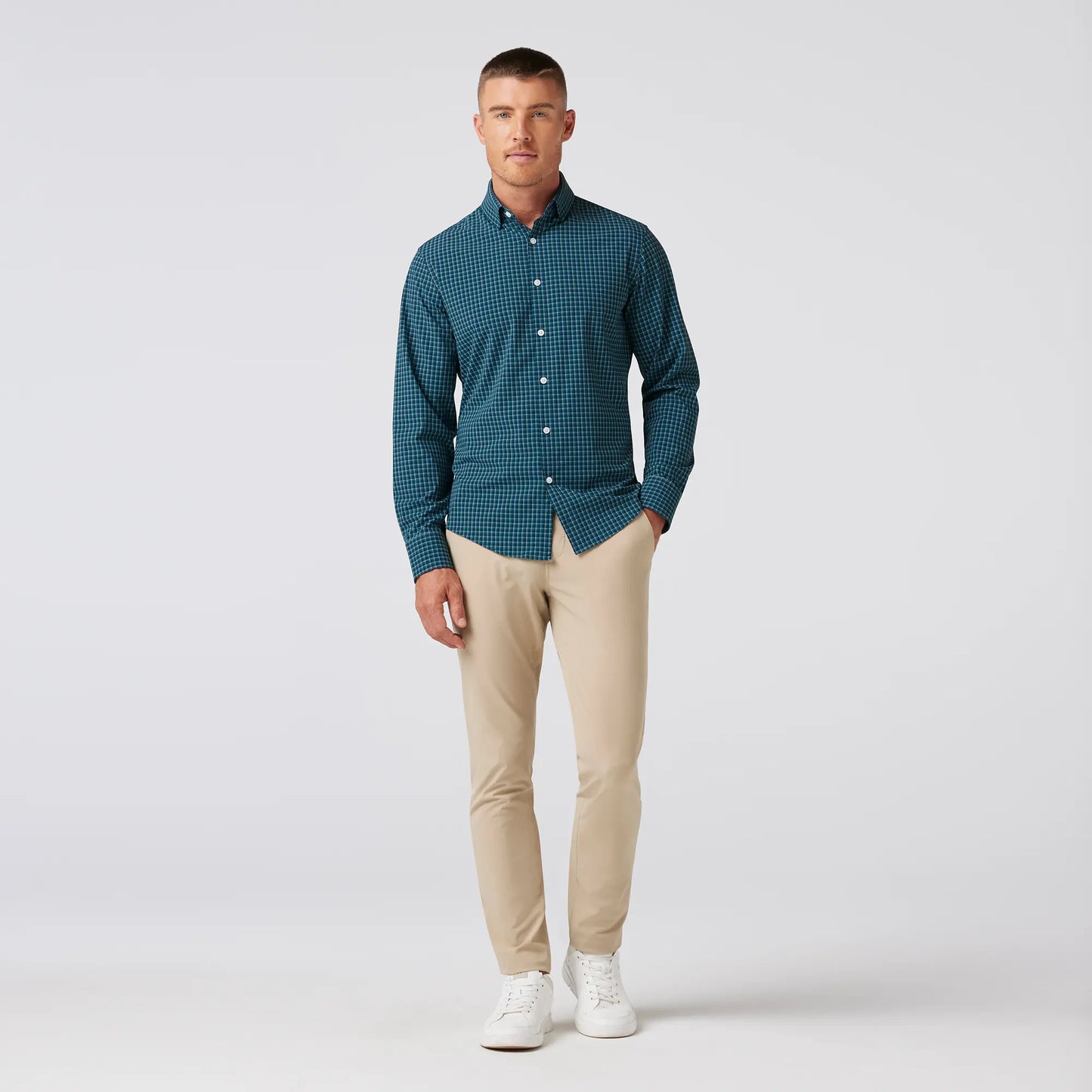 Mizzen + Main -Sea Ludlow Plaid Long Sleeve Dress Shirt - No Tuck - BHI