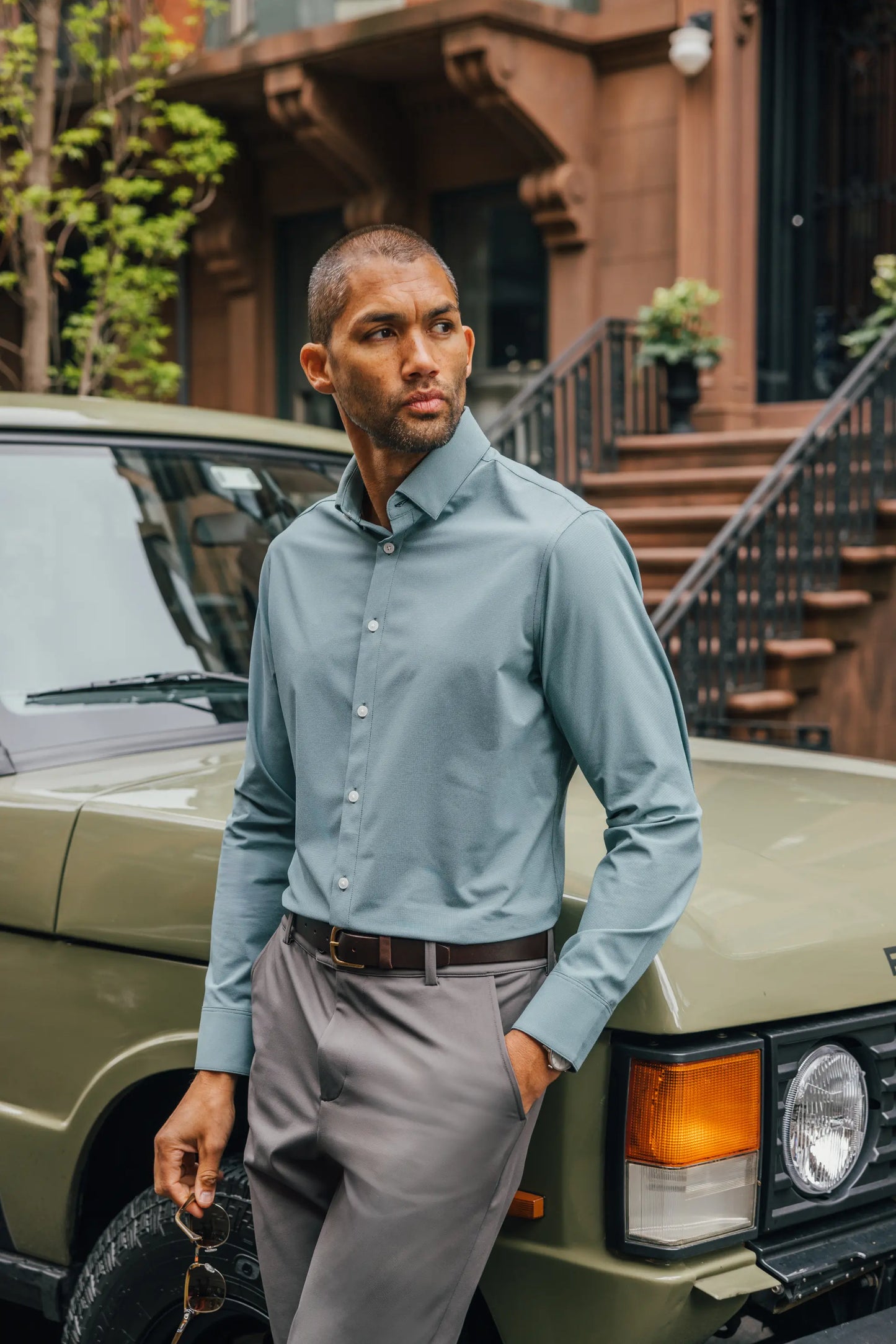 Mizzen + Main Men’s Classic Leeward Dress Shirt - Hunter Green Straton Check - BHI