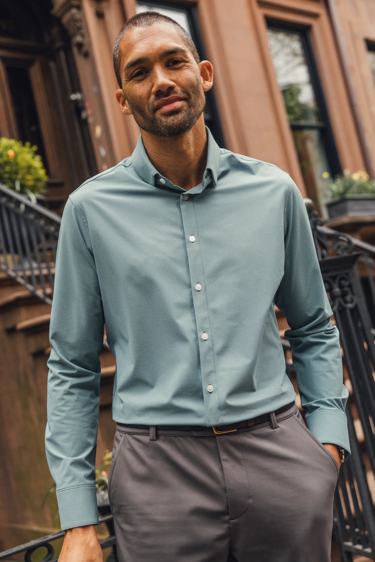 Mizzen + Main Men’s Classic Leeward Dress Shirt - Hunter Green Straton Check - BHI