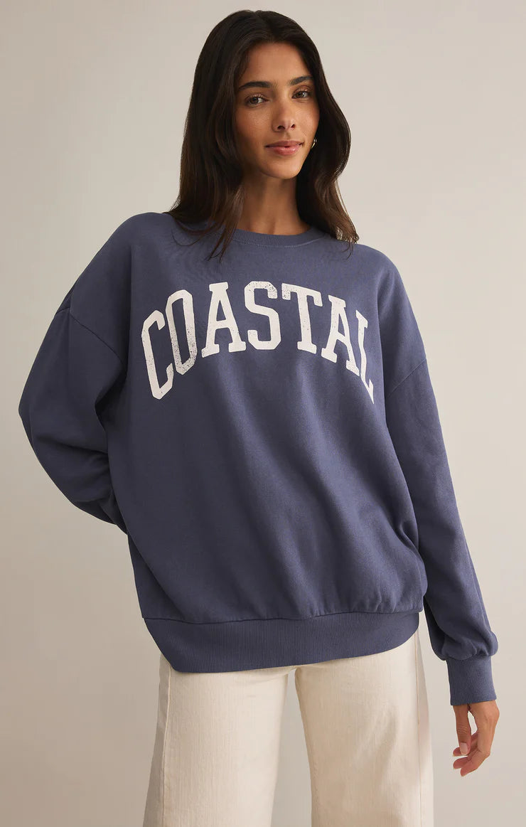Z Supply Coastal Sunday Sweatshirt - Worn Blue - BHI Z Supply Coastal Sunday Sweatshirt - Worn Blue - BHI