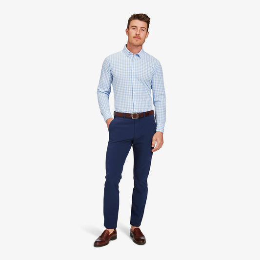 Mizzen + Main Leeward LS Dress Shirt - Light Blue Gingham - BHI