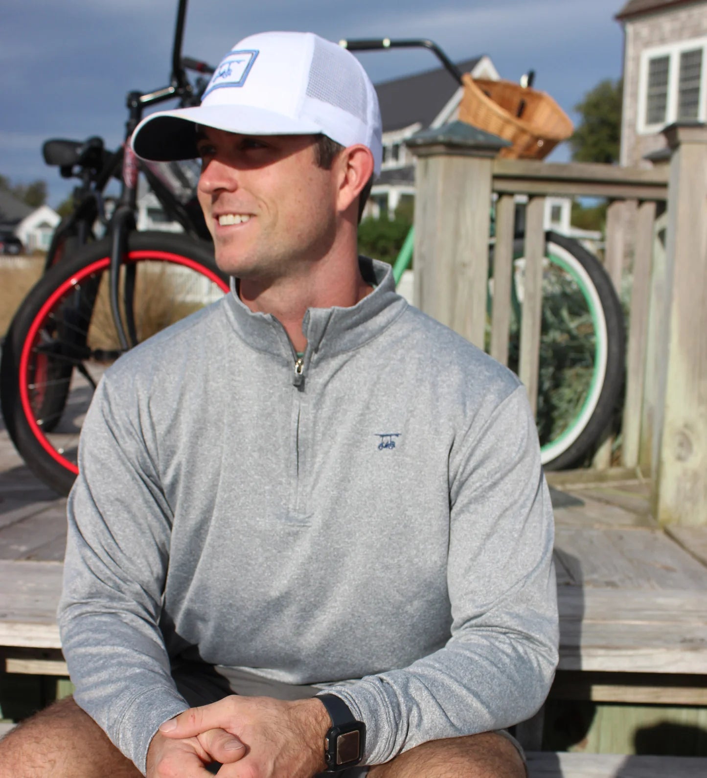Ocean View Quarter Zip- Heather Monument-BALDHEAD BLUES