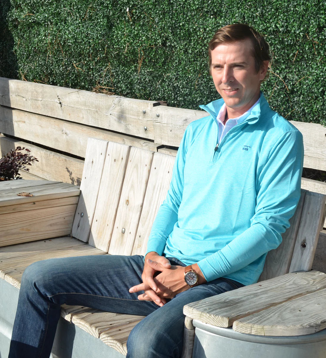 Ocean View Quarter Zip- Heather Scuba Blue-BALDHEAD BLUES