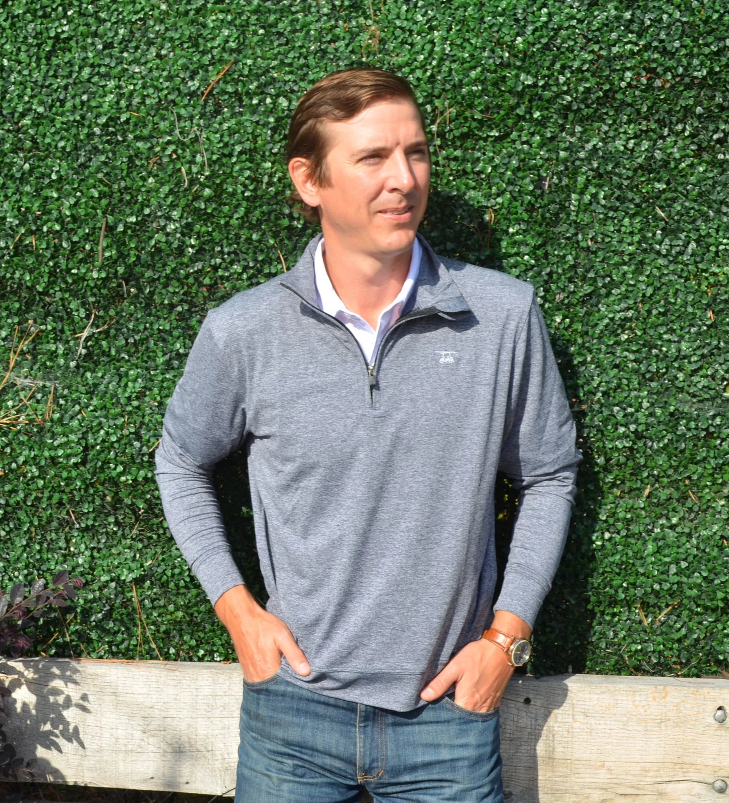 Ocean View Quarter Zip- Heather Charcoal-BALDHEAD BLUES