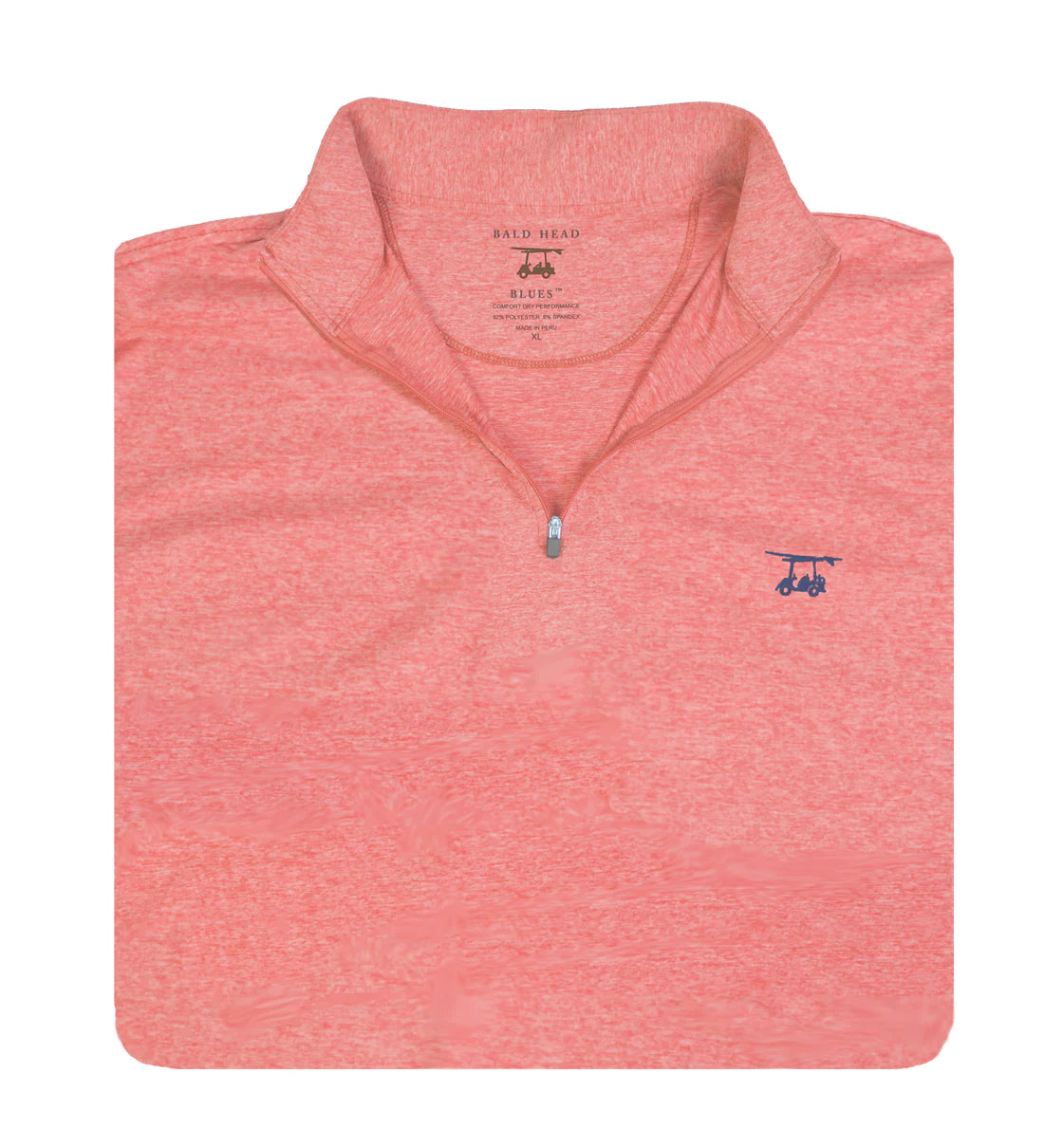 Ocean View Quarter Zip- Heather Coral-BALDHEAD BLUES