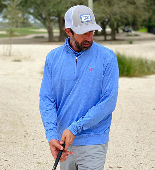 Ocean View Quarter Zip -Heather Regatta-BALDHEAD BLUES