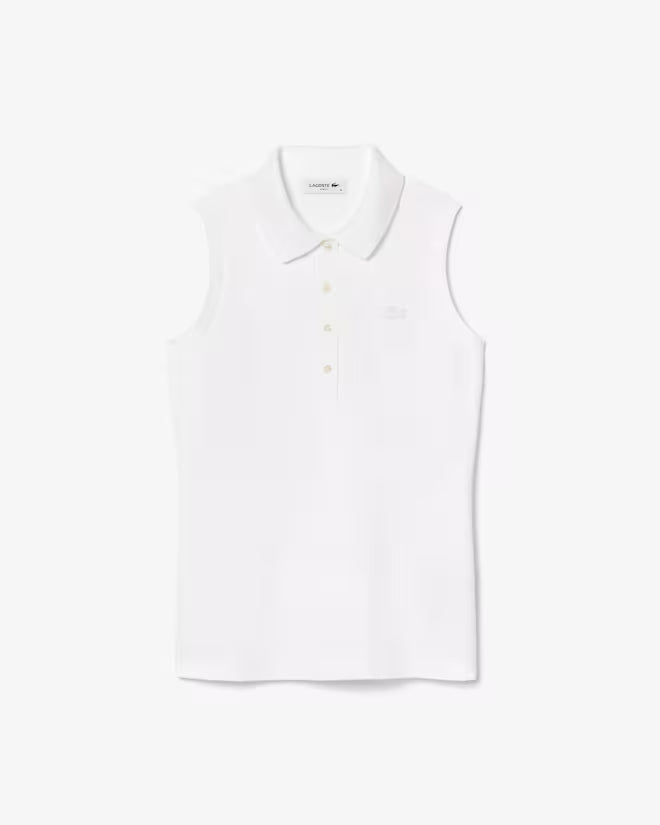 Lacoste Women's Slim Fit L.12.D Sleeveless Stretch Polo | White