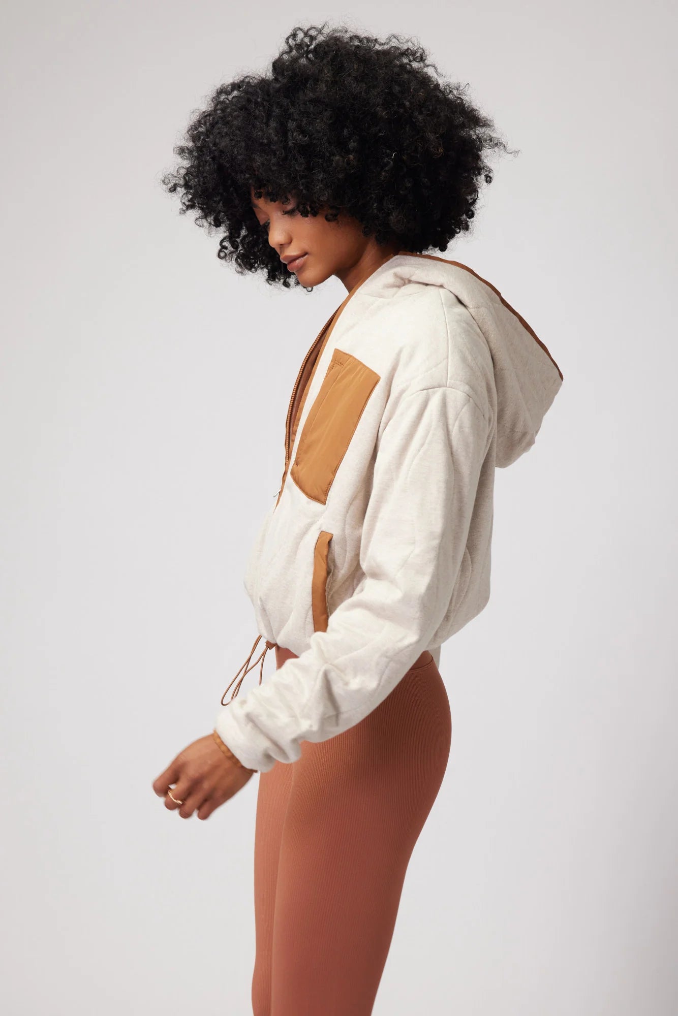Quilted Full Zip Jacket- HEATHER OATMEAL | HOT - Spiritual Gangster