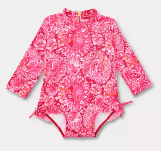 Lilly Pulitzer UPF 50+ Girls Idella Infant Rashguard Swimsuit | Paradise Punch