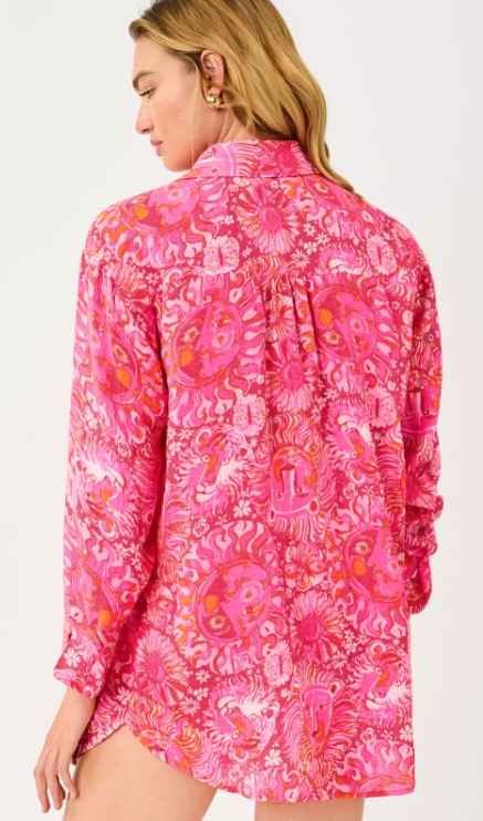 Lilly Pulitzer Kwitney Long Sleeve Cotton Cover-Up | Paradise Punch