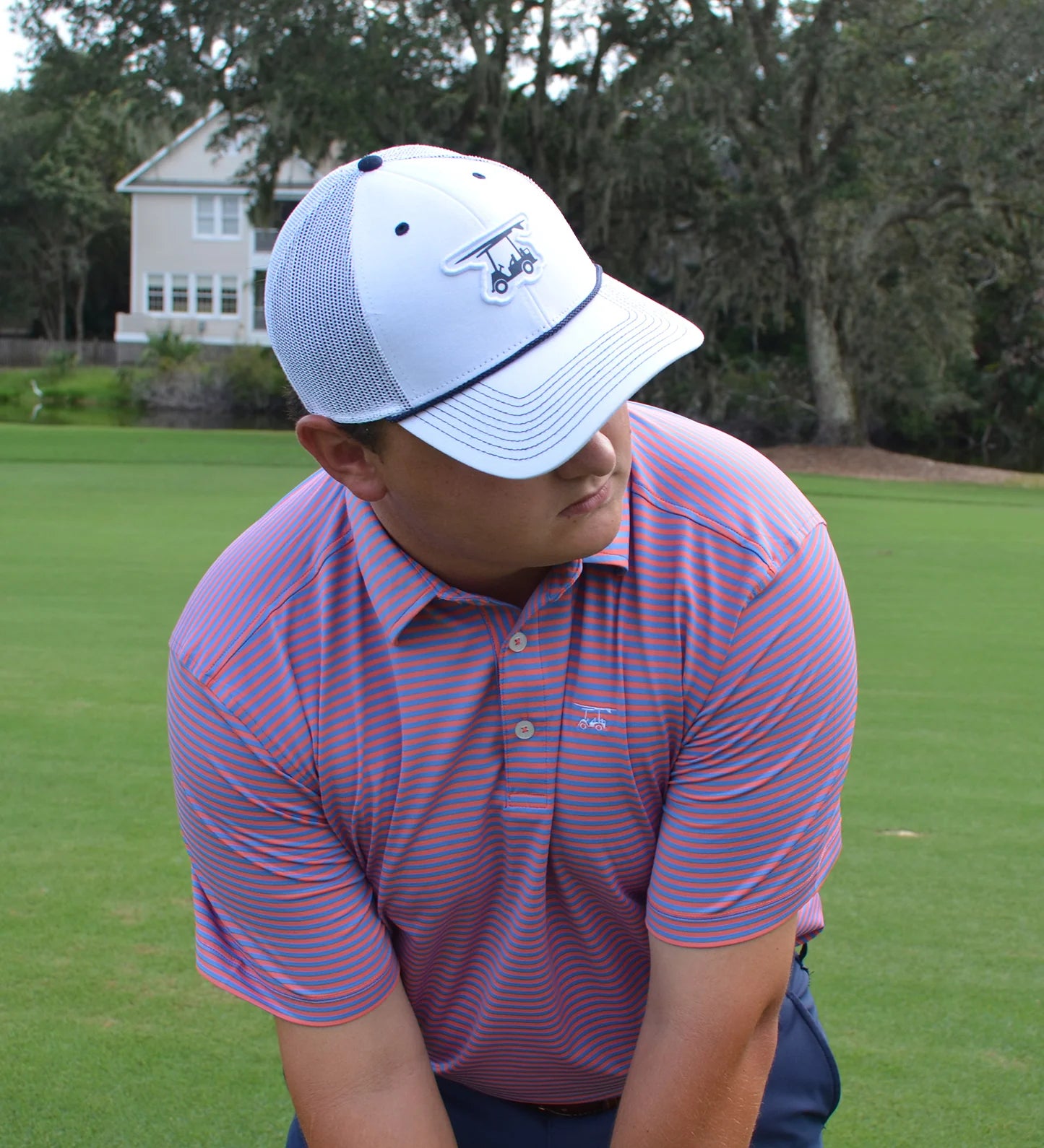 Albatross Polo - Coral regatta -PALBATROSS-RCRL- Baldhead Blues