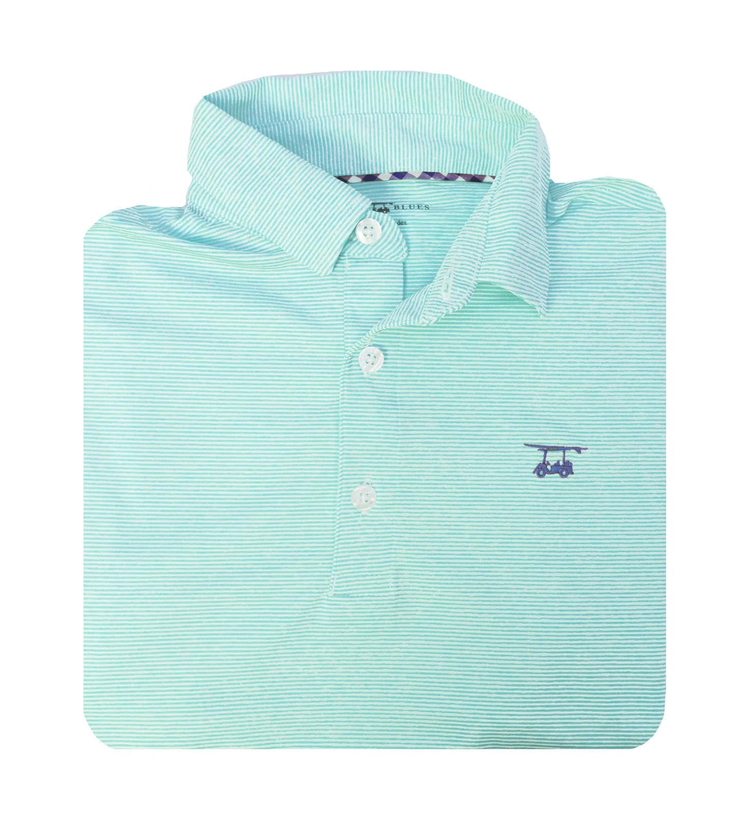 Albatross Polo - Heather aruba with white microstripes -PALBATROSS-HAWM- Baldhead Blues