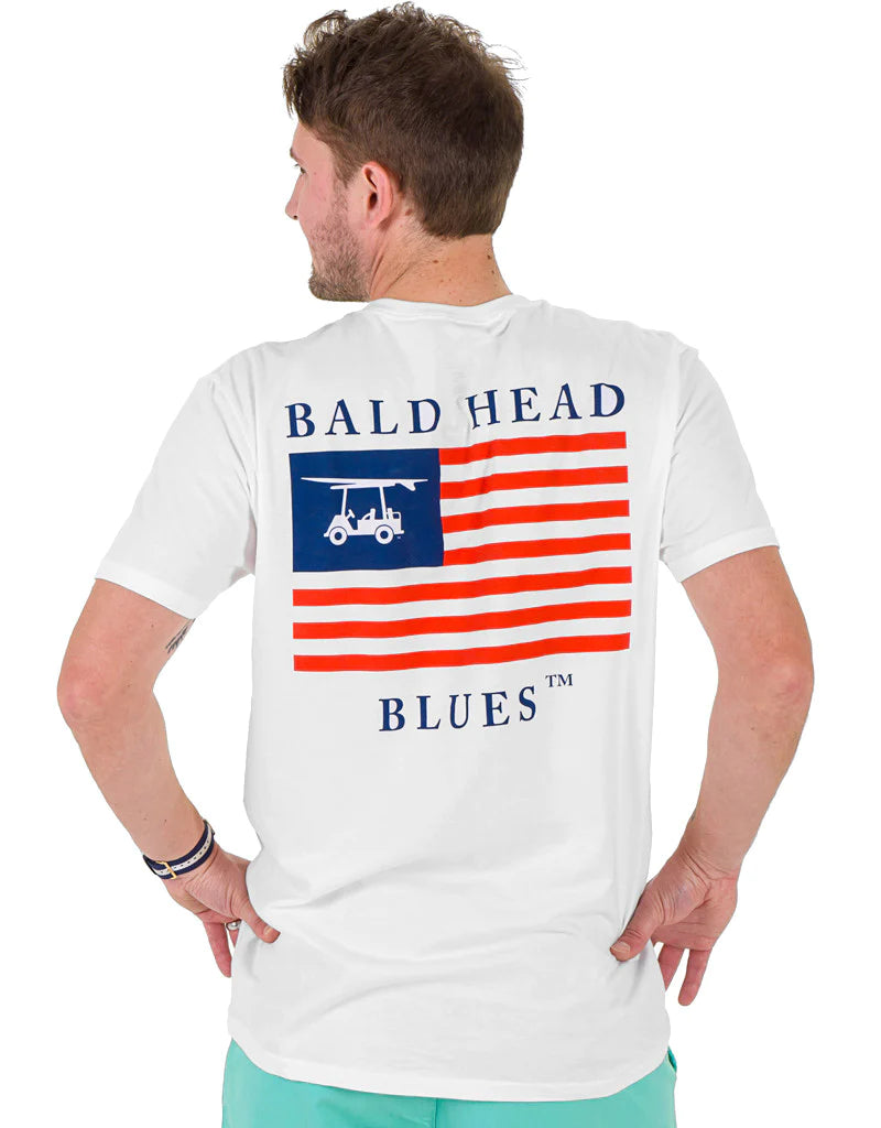 Island Tee-Short Sleeve USA-White-TEEUSAW-Baldhead blues
