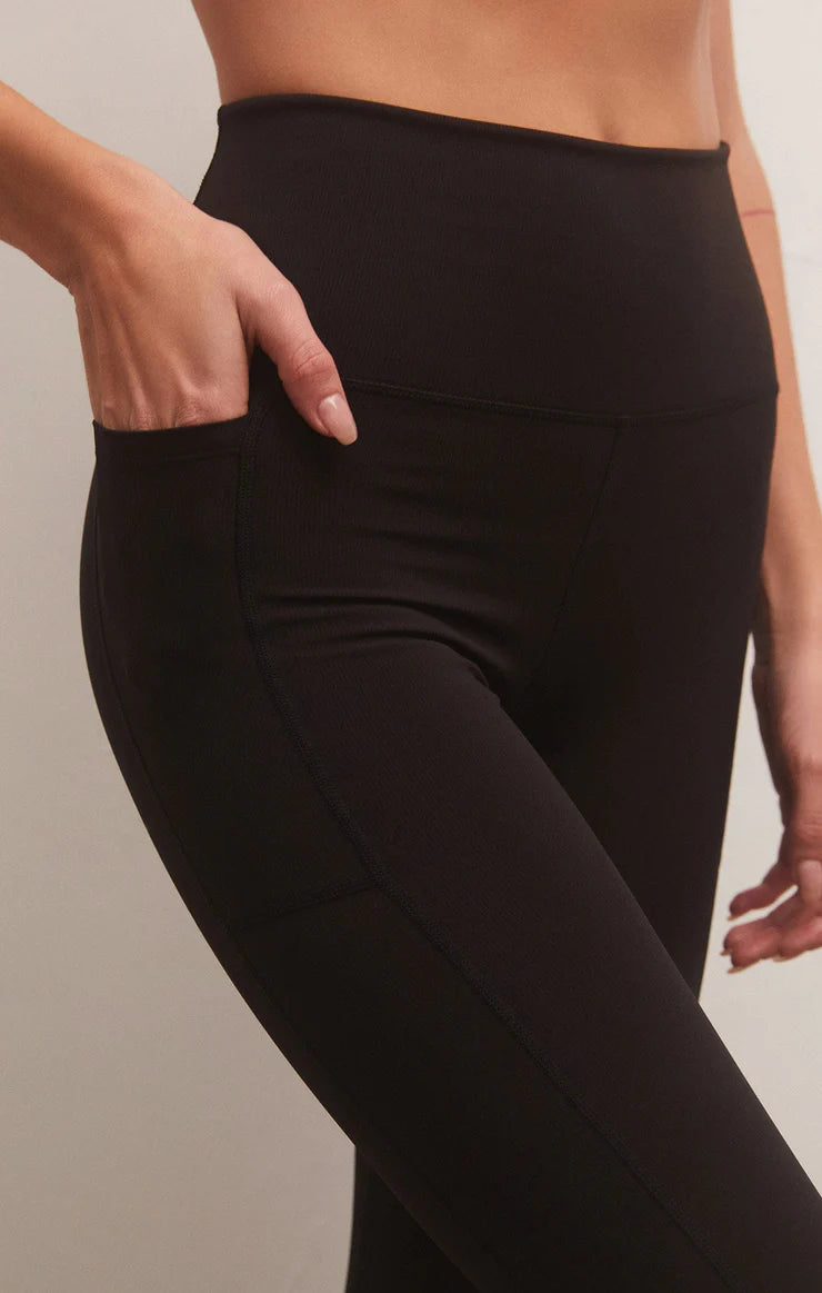 Z Supply Good Form Rib 7/8 Legging-Black - BHI