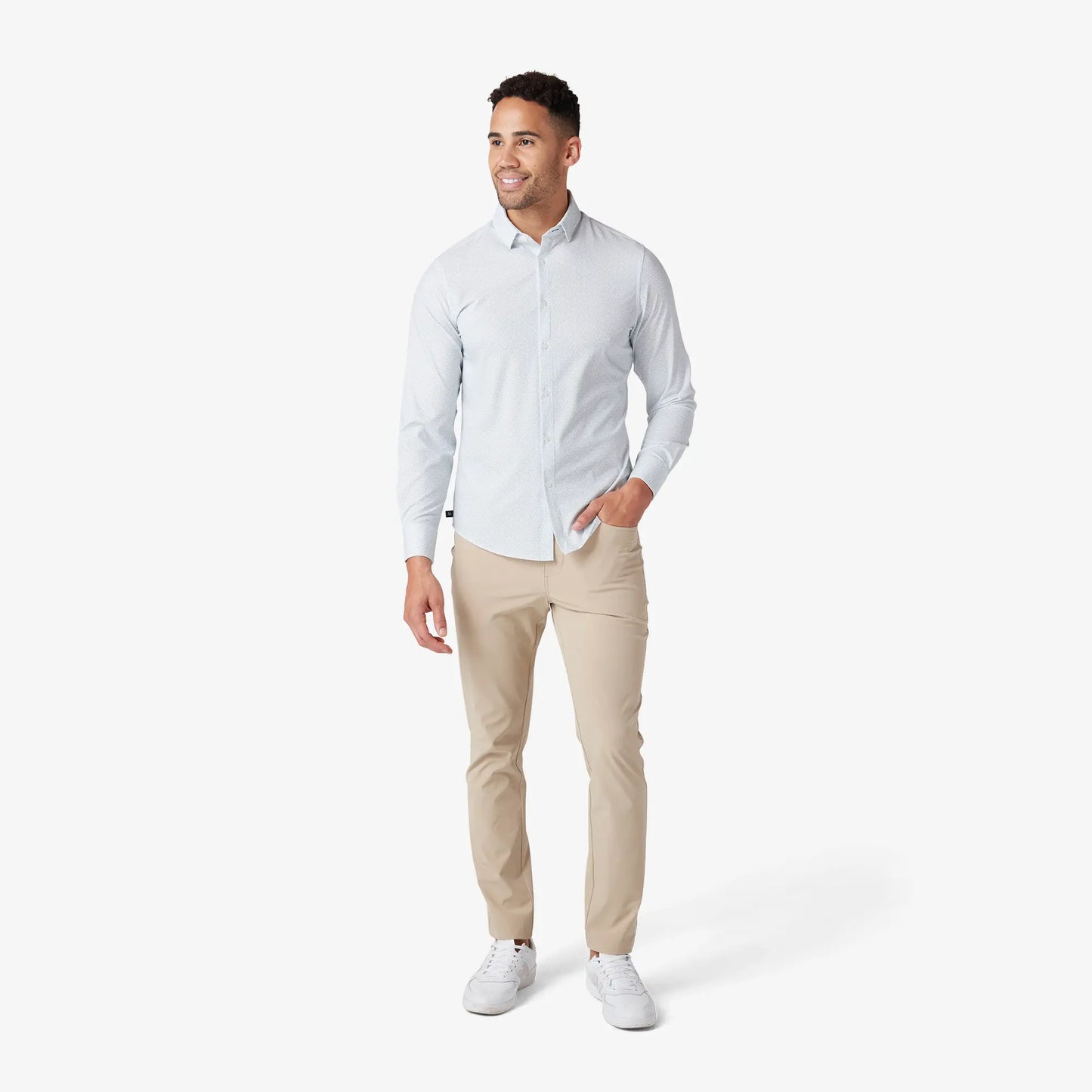 Mizzen + Main Leeward No Tuck LS Dress Shirt-White - BHI
