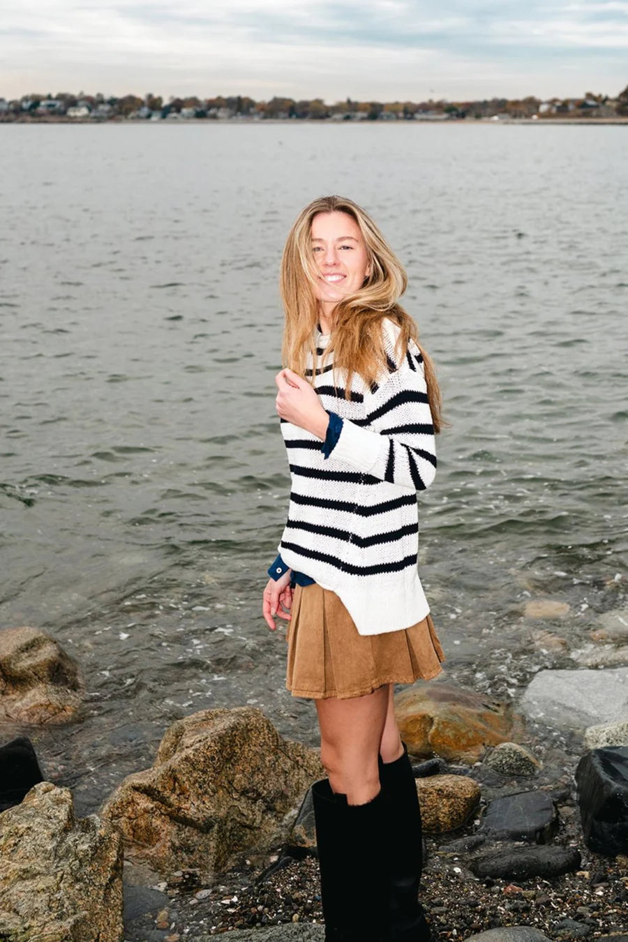 HIHO - Relaxed Crew Sweater - Night Sky Stripe