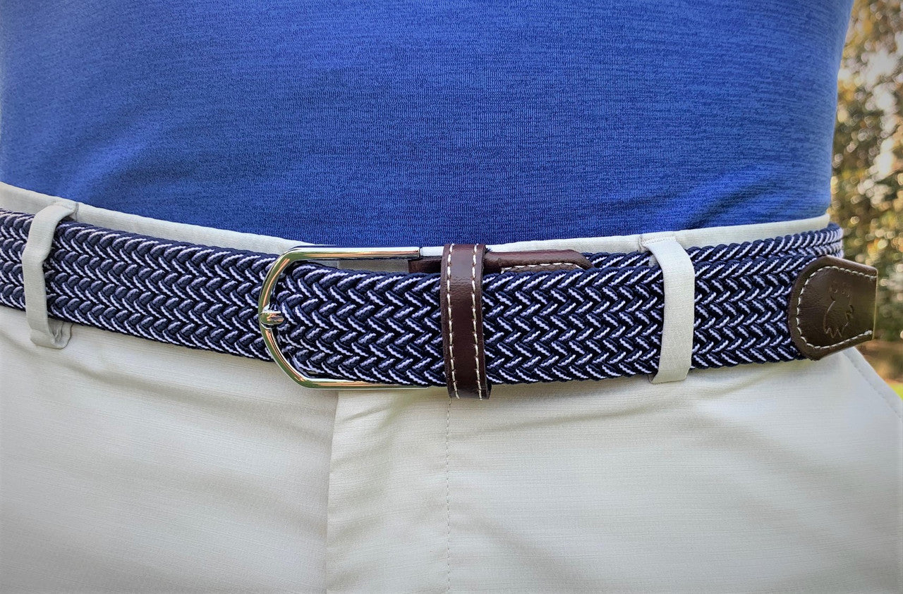 Belts- The Ponte Vedra Two Toned Woven Stretch Belt-102-Roostas