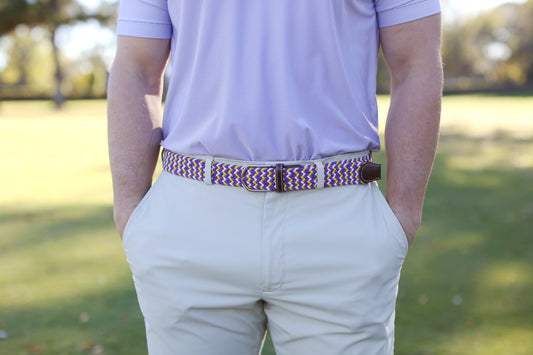 Belts- Roostas - The Nola Tri-Color Woven Stretch Belt - BHI