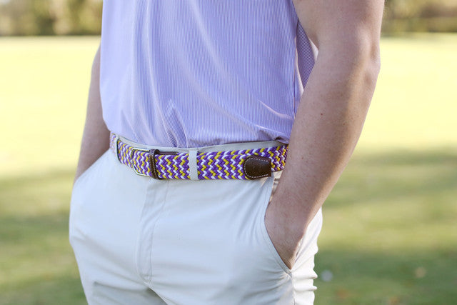 Belts- Roostas - The Nola Tri-Color Woven Stretch Belt - BHI