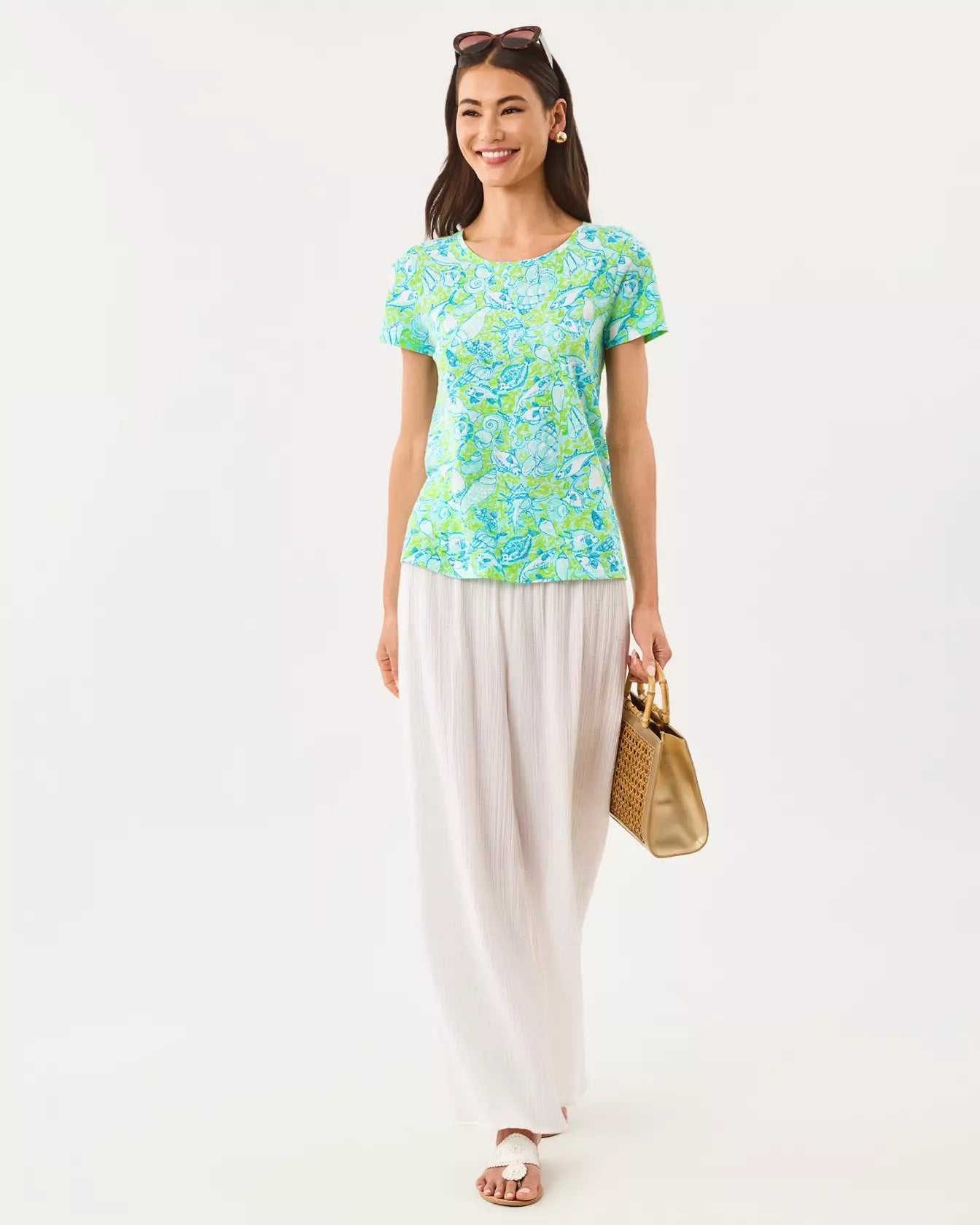 Lilly Pulitzer Etta Scoop Neck Top | Day Dream Blue Throw Me A Line