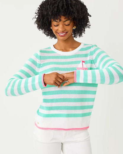 Lilly Pulitzer Kellyn Sweater Mint Nautical Strip