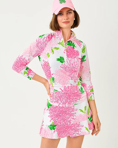 Lilly Pulitzer UPF 50+ Luxletic Justine Half Zip Jacket Resort White Lil Go With The Flow