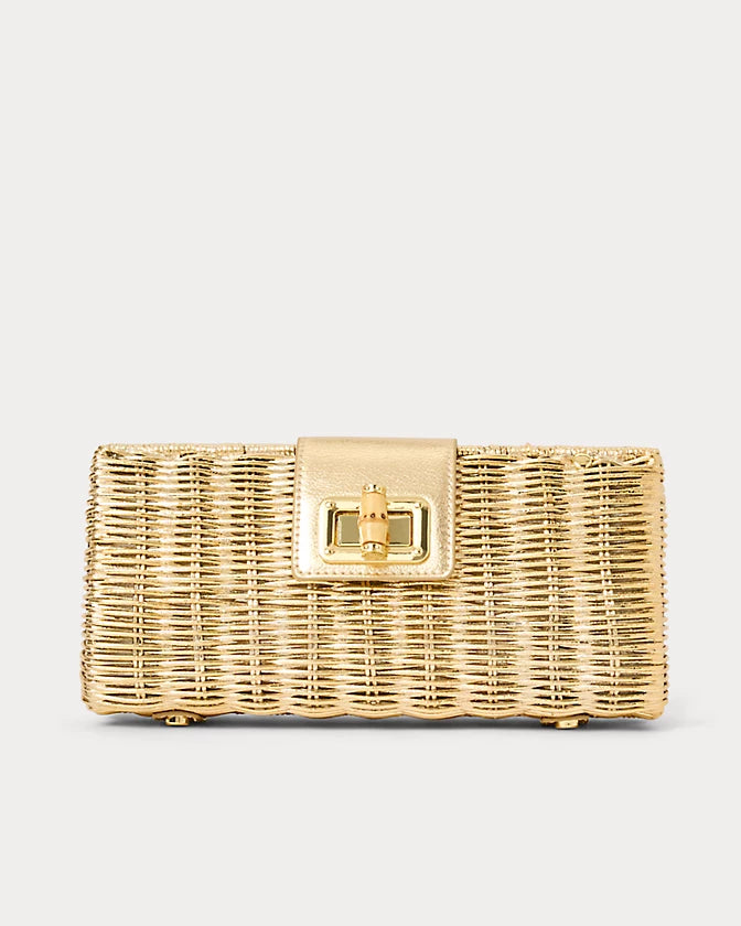 Lilly Pulitzer Leena Wicker Clutch Gold/Metalic