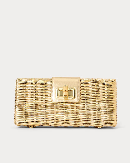 Lilly Pulitzer Leena Wicker Clutch Gold/Metalic