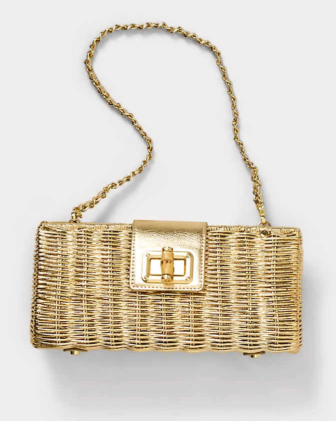 Lilly Pulitzer Leena Wicker Clutch Gold/Metalic