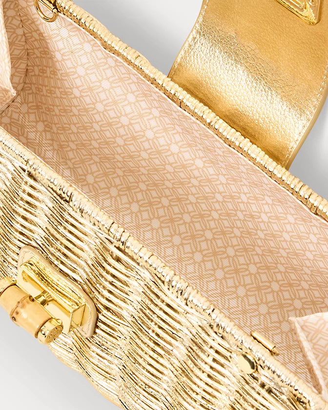Lilly Pulitzer Leena Wicker Clutch Gold/Metalic