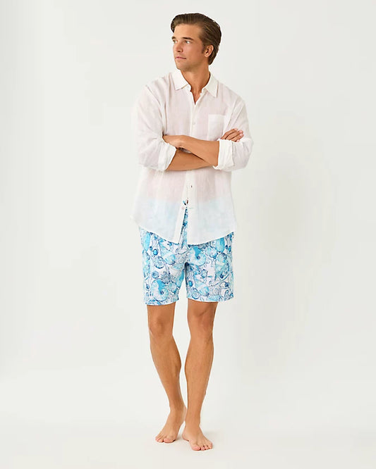 Lilly Pulitzer Men's Stuff 6" Del Lago Swim Trunk Resort White Shell Shine