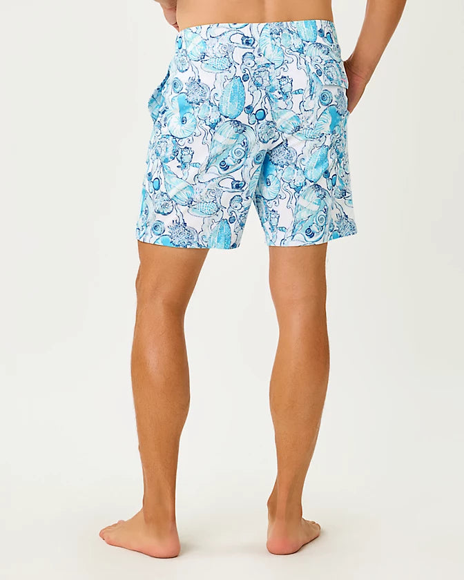 Lilly Pulitzer Men's Stuff 6" Del Lago Swim Trunk Resort White Shell Shine