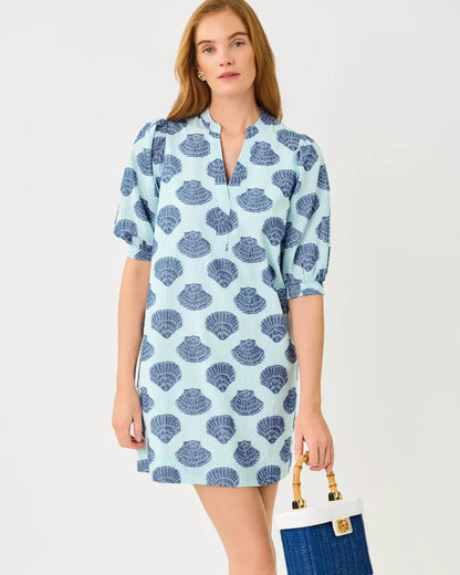 Lilly Pulitzer Mialeigh Elbow Sleeve Dress | Day Dream Blue Seashell