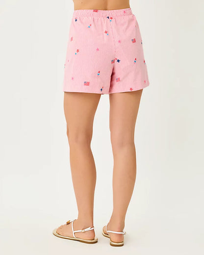 Lilly Pulitzer 5" Croix High Rise Short Paradise Punch Its A 250th Celebration Stripe