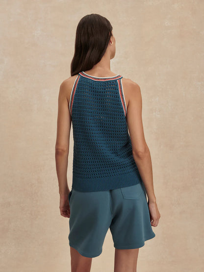 Aberg Halter Knit Top - Heron Blue