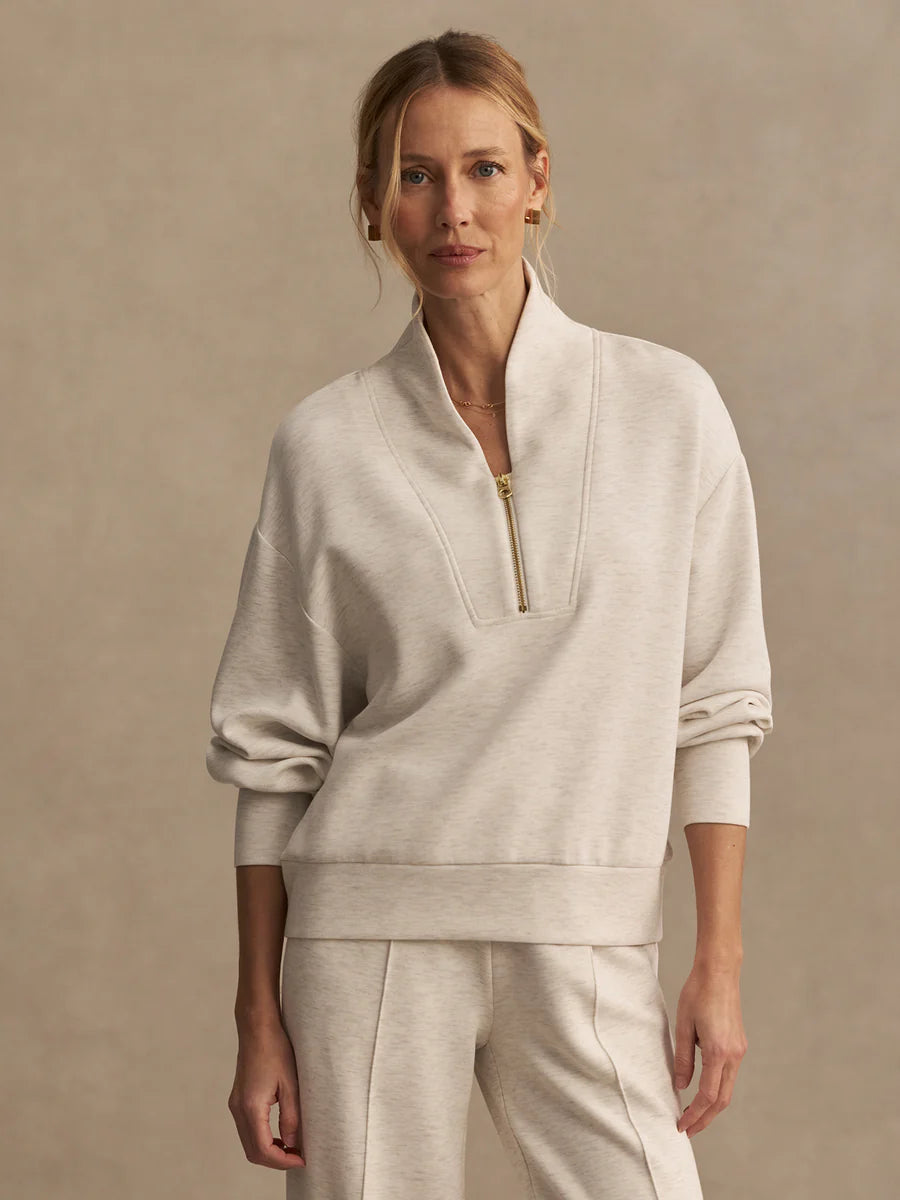 Varley - Davidson Sweat - white with gray ticking