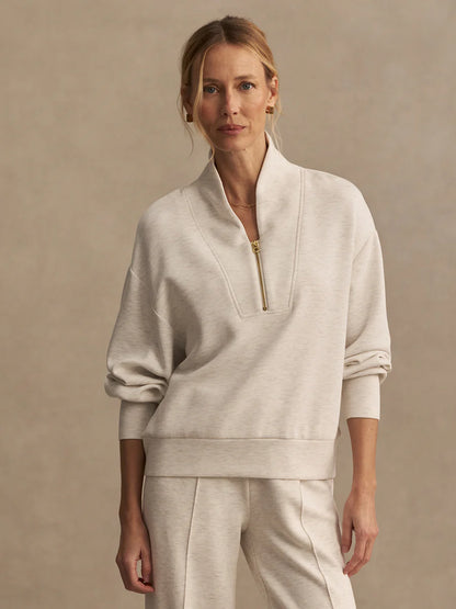 Varley - Davidson Sweat - white with gray ticking
