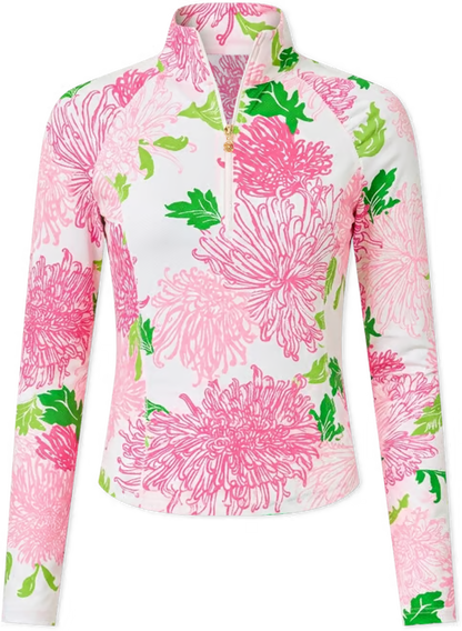 Lilly Pulitzer UPF 50+ Luxletic Justine Half Zip Jacket Resort White Lil Go With The Flow
