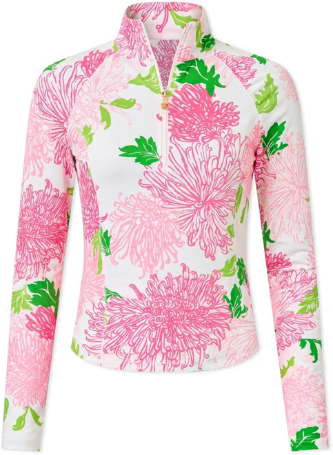 Lilly Pulitzer UPF 50+ Luxletic Justine Half Zip Jacket Resort White Lil Go With The Flow