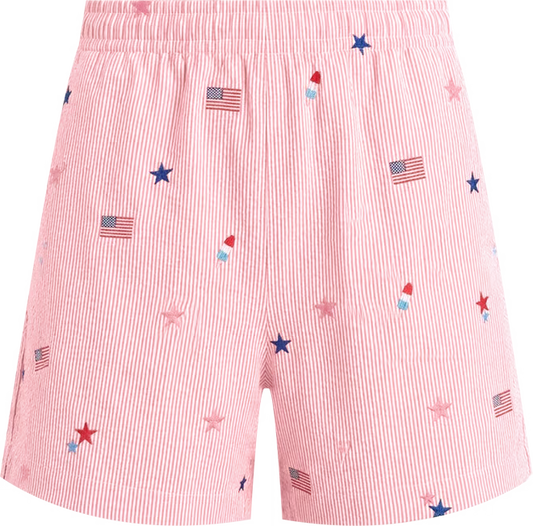 Lilly Pulitzer 5" Croix High Rise Short Paradise Punch Its A 250th Celebration Stripe