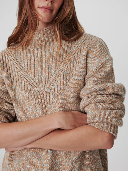 Varley Rosalind High-Neck Sweater | Color: Mid Tan Fleck