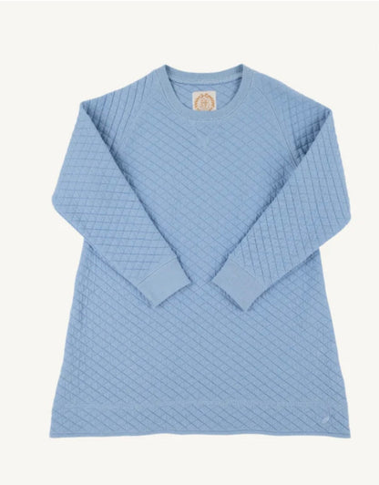 Beaufort Bonnet Girl’s Cassidy Comfy Crewneck Quilted Dress - Barrington Blue - BHI