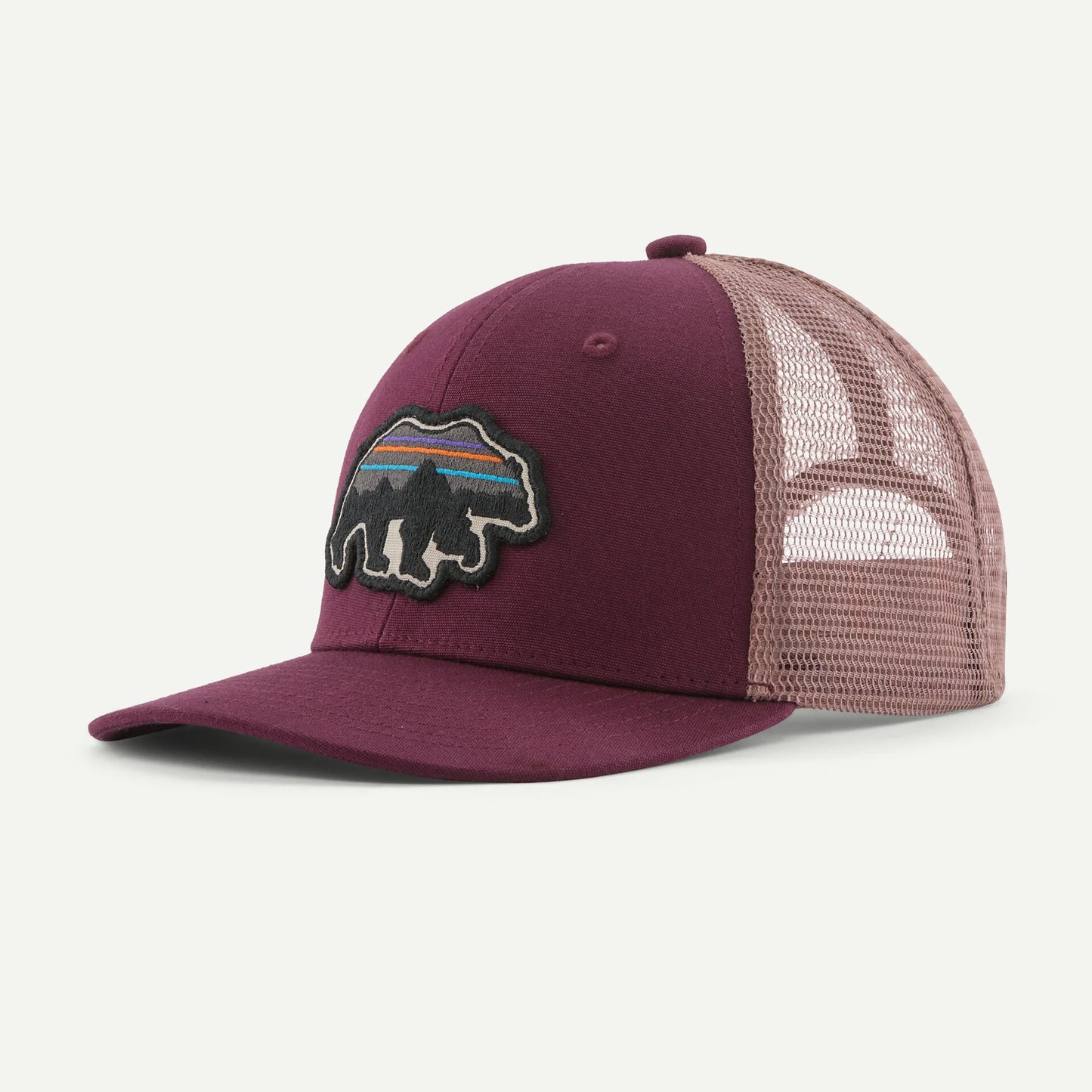 Patagonia Kids' Trucker Hat | Back for Good Bear: Berry Fig