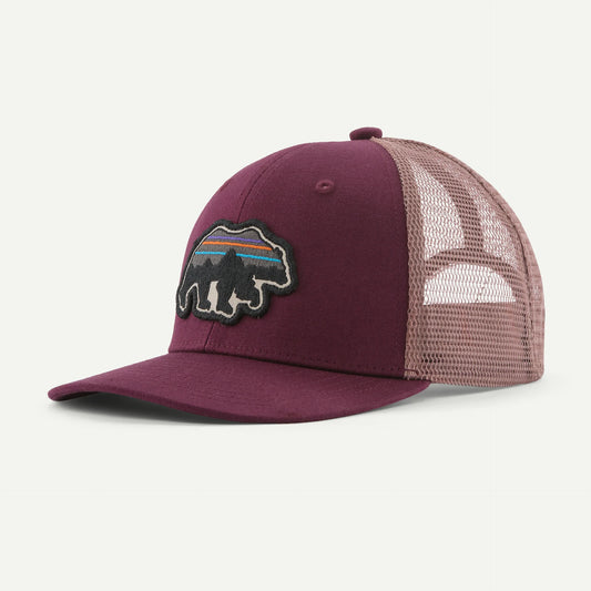 Patagonia Kids' Trucker Hat | Back for Good Bear: Berry Fig