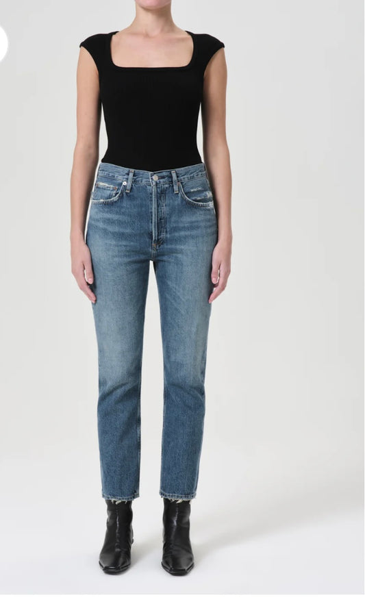 Agolde Riley High Rise Straight Crop Jeans -Frequency - BHI