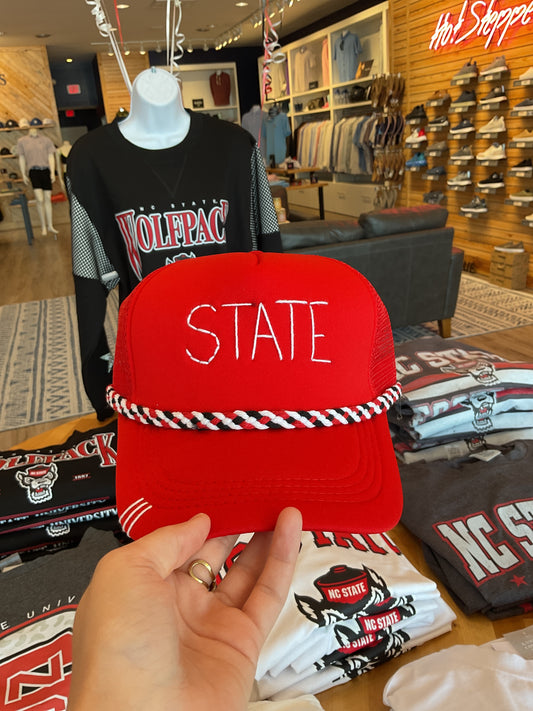 NC State Trucker Hat - Red - Tipsy Threads