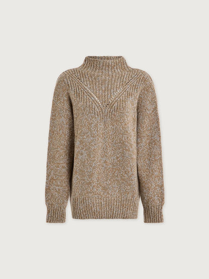 Varley Rosalind High-Neck Sweater | Color: Mid Tan Fleck
