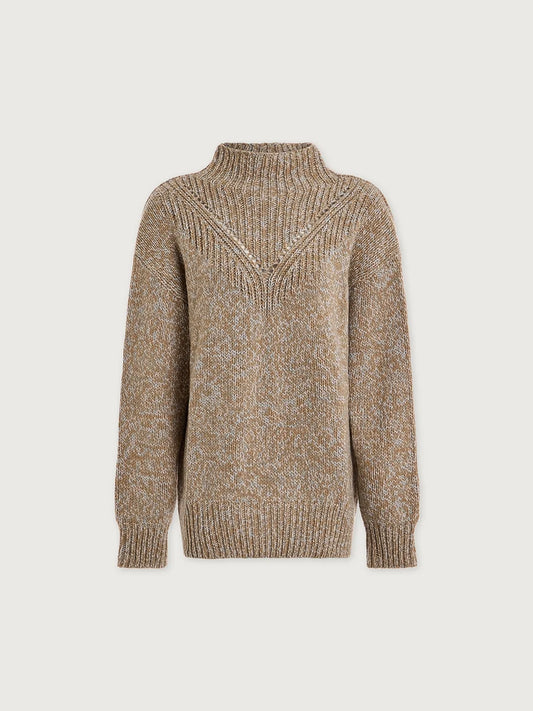 Varley Rosalind High-Neck Sweater | Color: Mid Tan Fleck